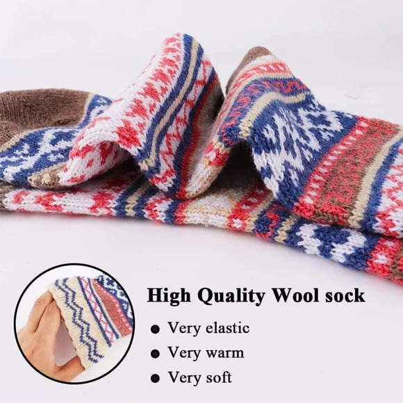 Womens Wool Multicolor Stripes Socks  Warm Winter Cozy Thermal Socks - Picture 5 of 7